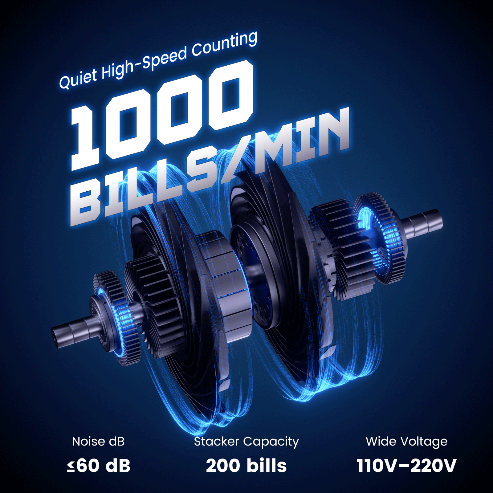 Money Counter Machine with Value Count for USD and EUR, UV MG IR Counterfeit Detection, Count Add Batch Auto Modes, Cash Counter with LED Display, Compact Powerful Design,Gray