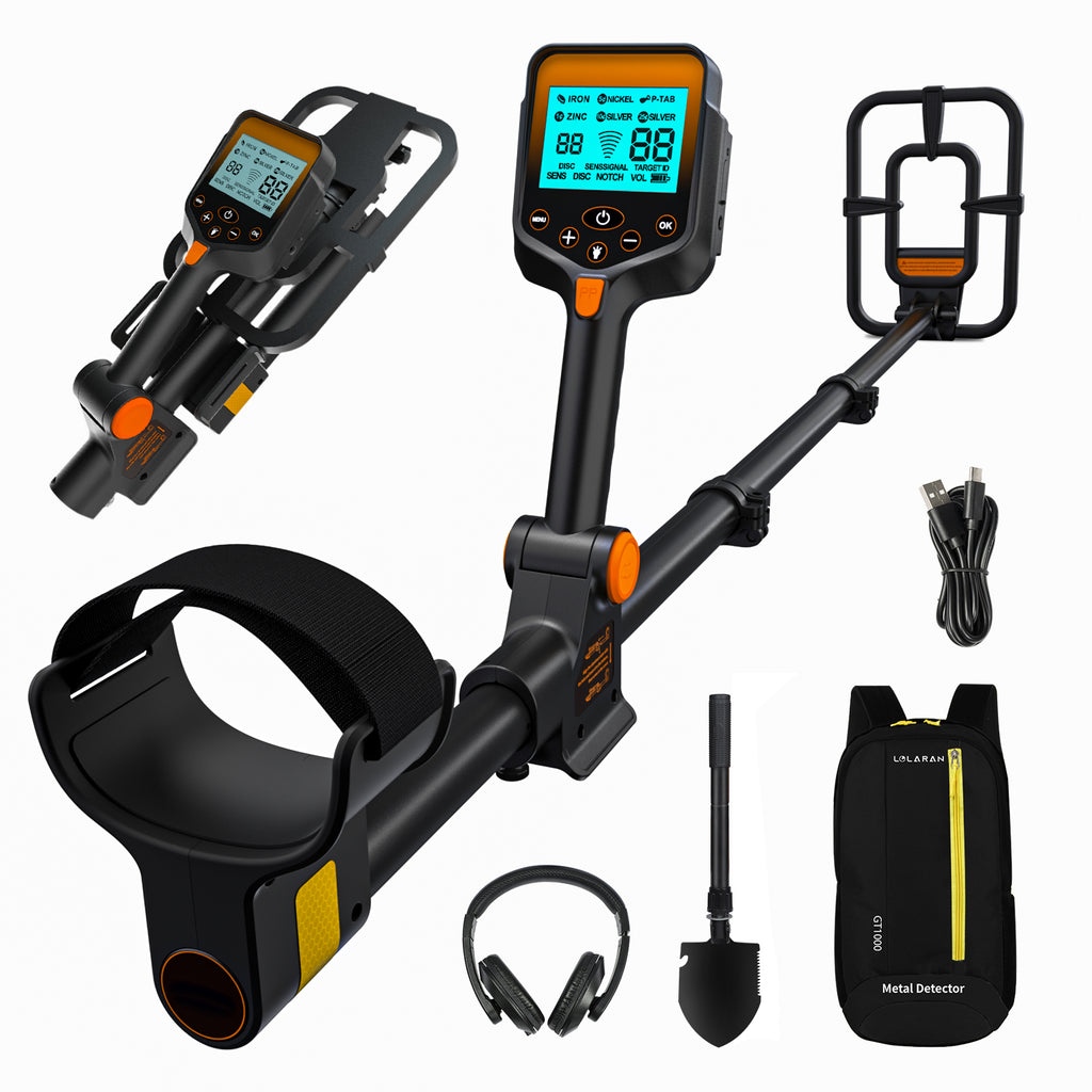 ANEKEN Professional Metal Detector - Waterproof, Foldable, High Accuracy, Rechargeable, Includes Carry Bag & Shovel