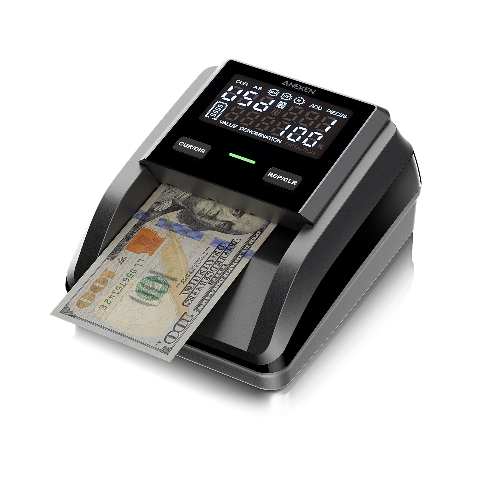 Aneken AL-139 Counterfeit Detector , Total Value & Add Function, 4-Way Orientation & Traceable Records Counterfeit Money Detector