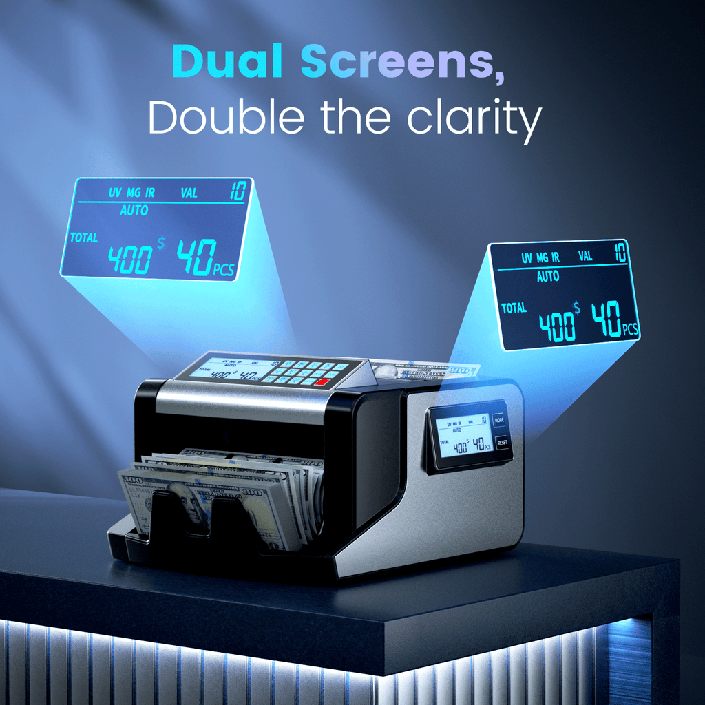 Aneken Money Counter Machinewith Value Count, Dollar, Euro UV/MG/IR/DD Counterfeit Detection, Single Denomination Bill Counter