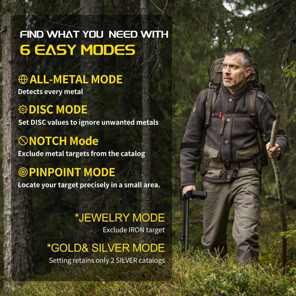 ANEKEN Waterproof Retractable Foldable Metal Detector - 2000mAh Rechargeable Professional Gold Detector with LCD Display, 10"" IP68 Coil