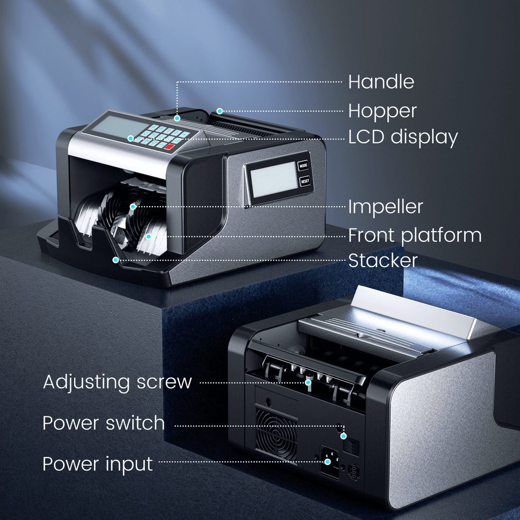 Aneken Money Counter Machinewith Value Count, Dollar, Euro UV/MG/IR/DD Counterfeit Detection, Single Denomination Bill Counter