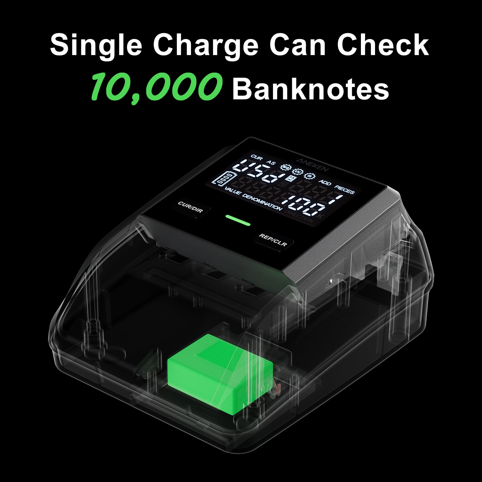Aneken AL-139 Counterfeit Detector , Total Value & Add Function, 4-Way Orientation & Traceable Records Counterfeit Money Detector