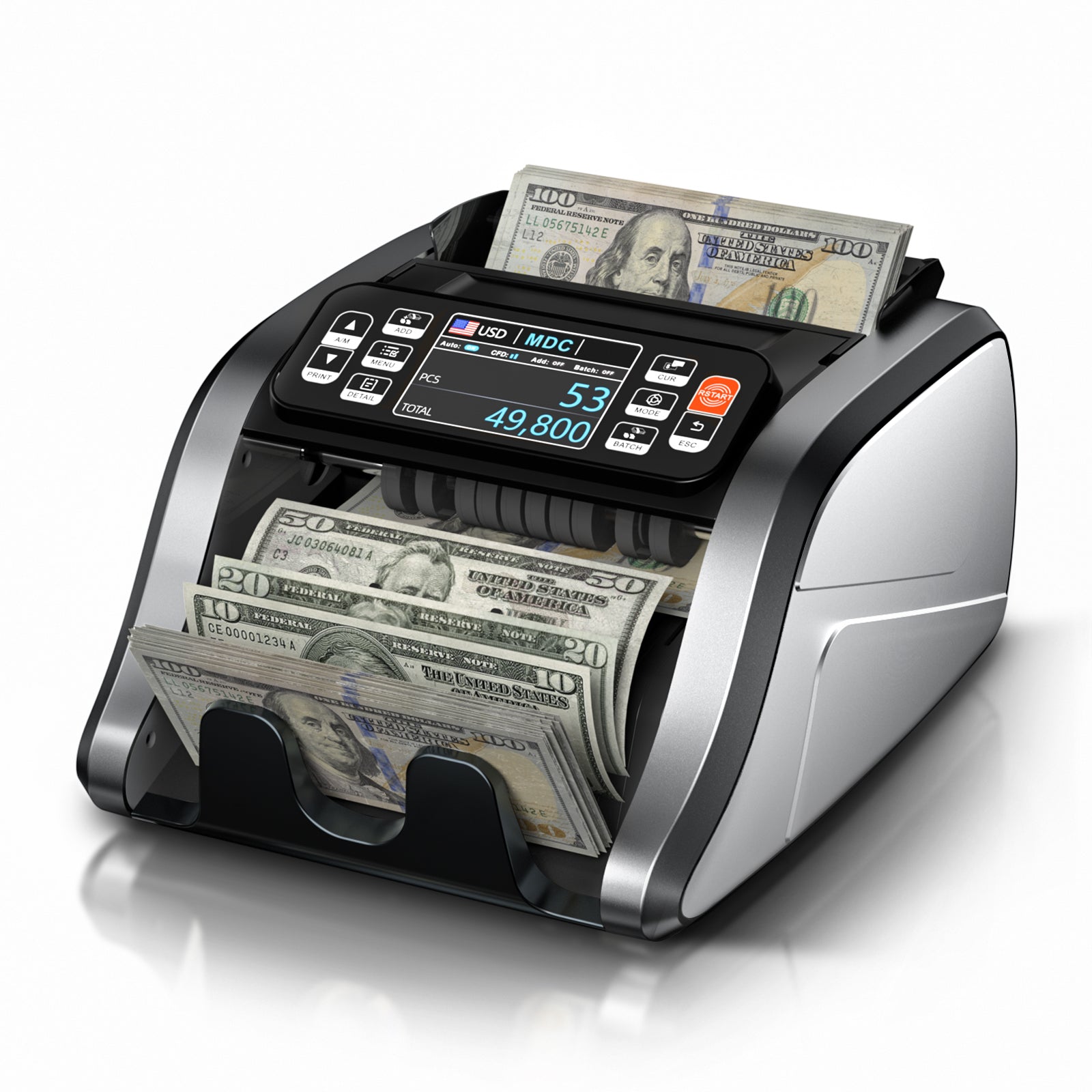 ANEKEN Mixed Denomination Money Counter, UV/MG/IR/MT Bill Counter, 3.5"" TFT Display Currency Counter (Gray)