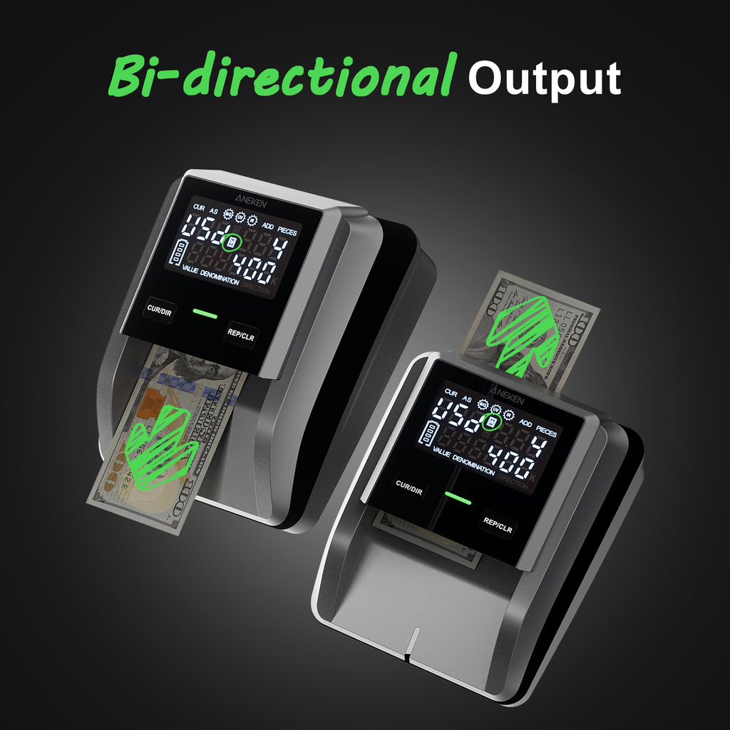 Aneken AL-139 Counterfeit Detector , Total Value & Add Function, 4-Way Orientation & Traceable Records Counterfeit Money Detector