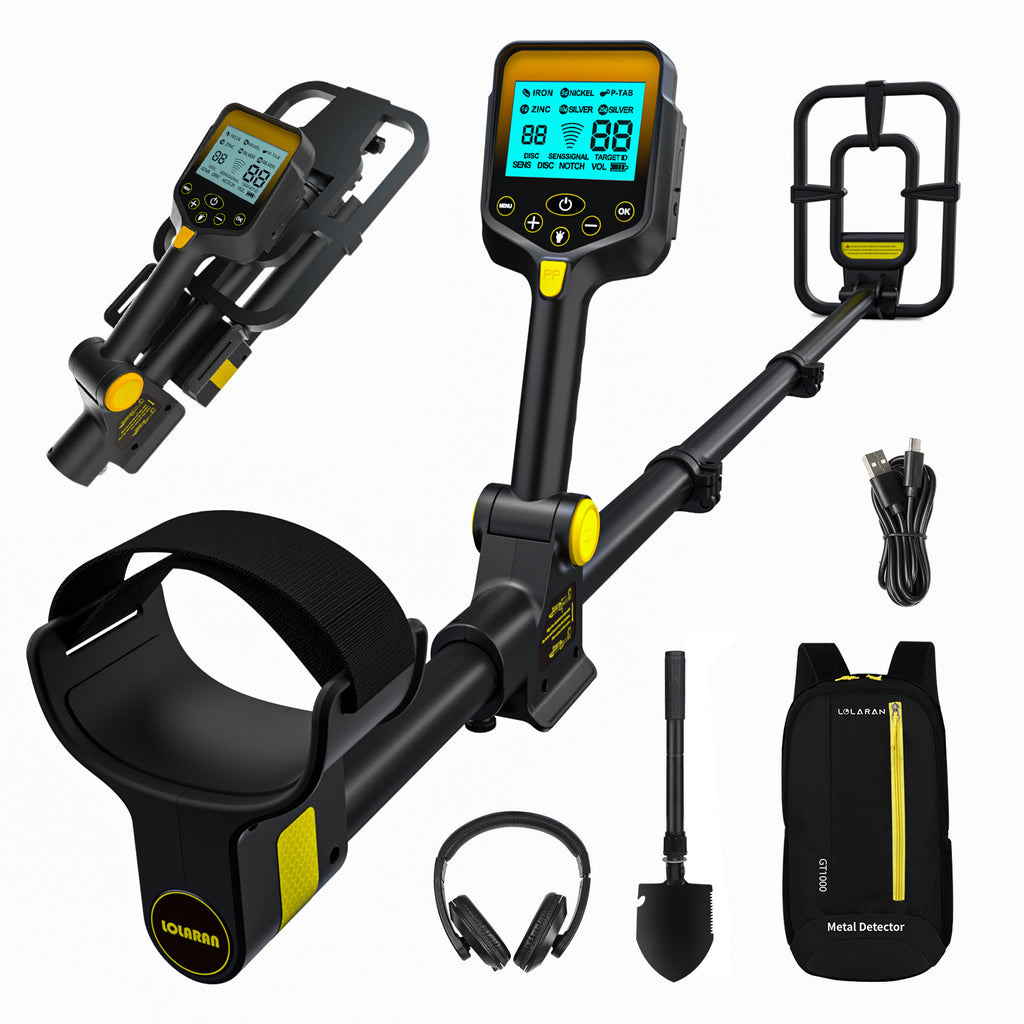 ANEKEN Waterproof Retractable Foldable Metal Detector - 2000mAh Rechargeable Professional Gold Detector with LCD Display, 10"" IP68 Coil