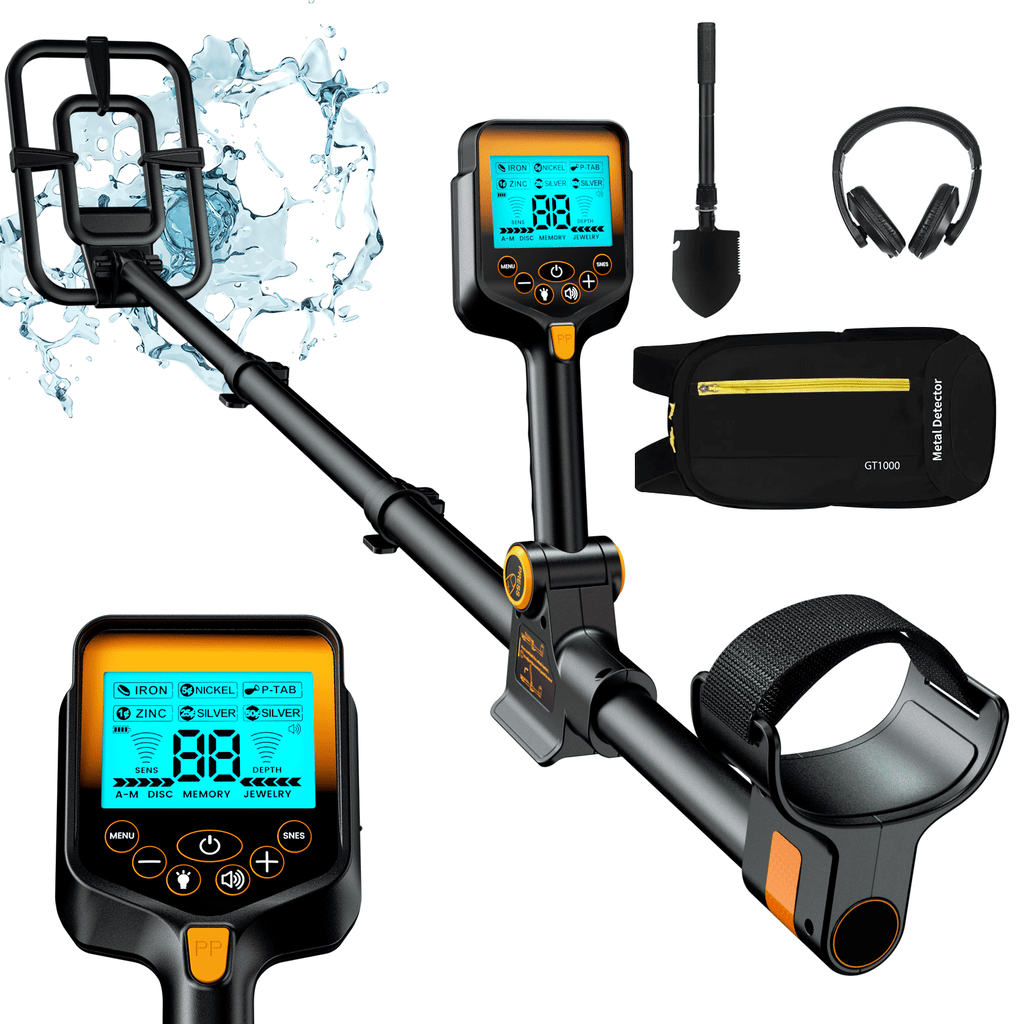 Aneken Metal Detector for Adults Professional, Up to 20 Hours of Extended Runtime, Adjustable Retractable Foldable Metal Detector Waterproof High Accuracy Gold Detector, Backlit LCD Display