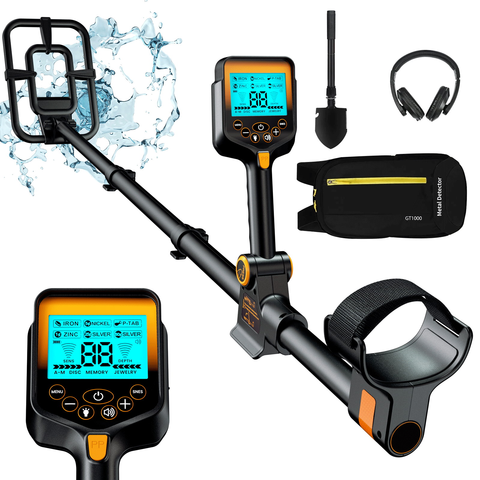 Aneken Metal Detector for Adults Professional, Up to 20 Hours of Extended Runtime, Adjustable Retractable Foldable Metal Detector Waterproof High Accuracy Gold Detector, Backlit LCD Display